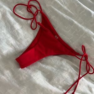 RED STRING TIE SIDE BIKINI BOTTOMS